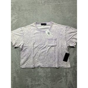 Bagatelle NYC Women's Lavender Crop T-Shirt‎ Size L NWT Acid Wash Pocket Tee